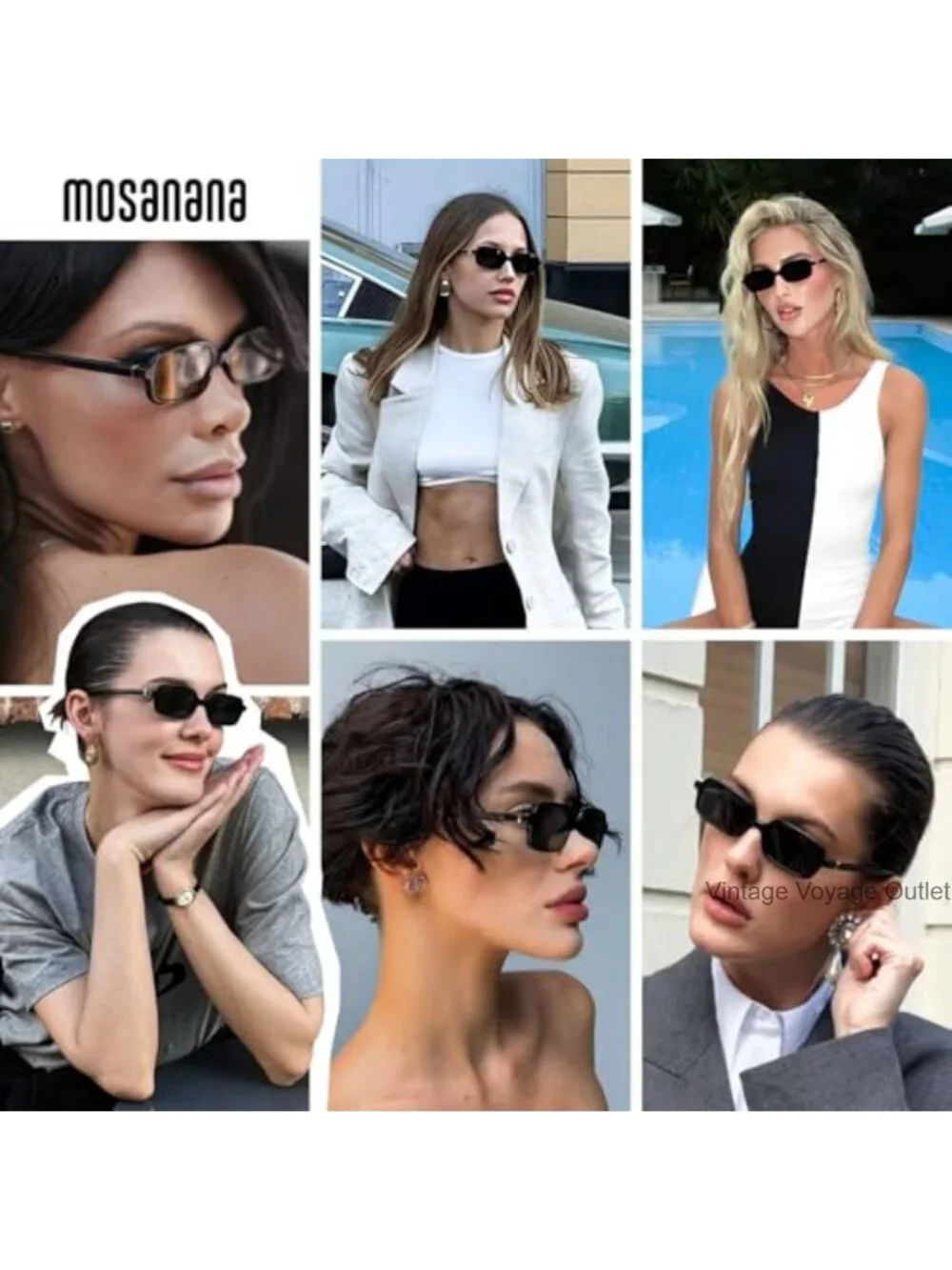 Retro Narrow Rectangle Sunglasses for Women UV400 Protection Lightweight